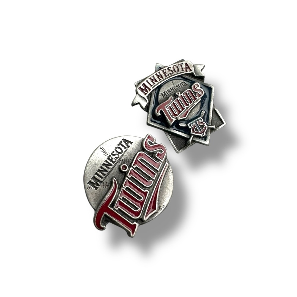 MLB Minnesota Twins Silver and Red Pins